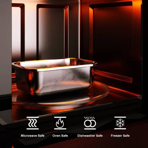 IKOO Stainless Steel Food Storage Container with Round/Square/Rectangular Shapes for Freshness Preservation and Airtight Seal