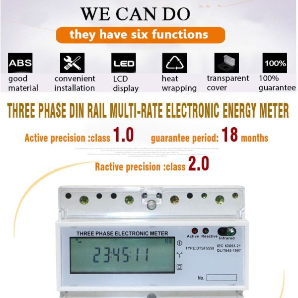 Three Phase Din Rail Small Power Meter Digital Electric Meter