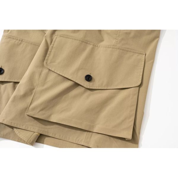                  Vintage Fall Fashion Multi Pocket Solid Casual Cargo Sleeveless Vest             