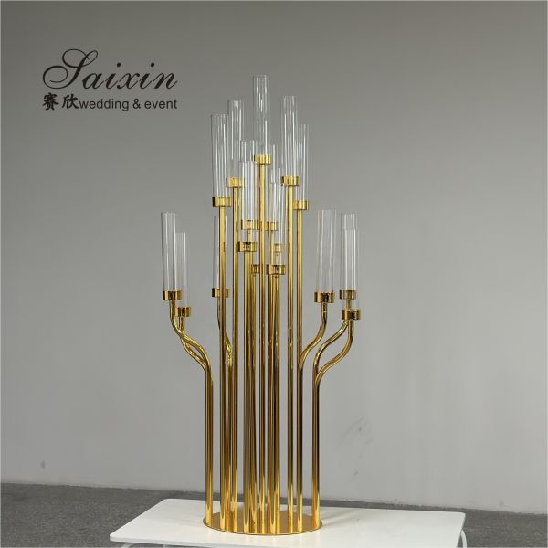 Wholesale wedding centerpieces single gold candle holder for event decor