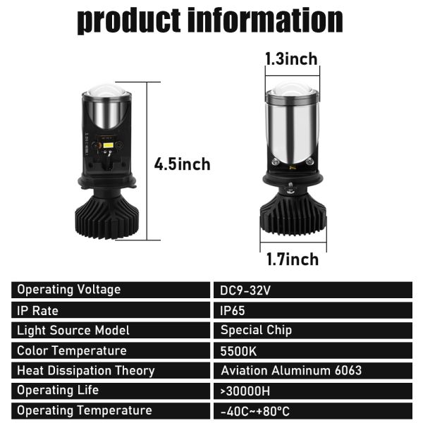 Aluminum Y6 Mini H4 Super White Projector Lens LED Car Head Light Bulb