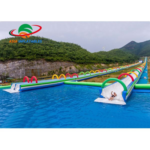 Outdoor Inflatable Long Water Slide For Adult / 1000 FT Blow Up Slip N Slide