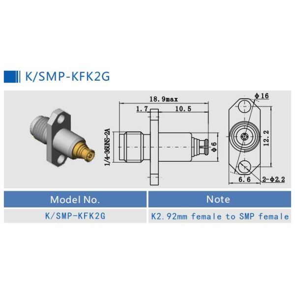 Женщина переходника k соединителя RF нержавеющей стали к типу SMP женскому прямому