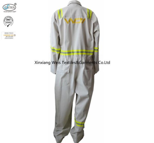 White Cotton  Fr Reflective Coveralls / Protective Fire Retardant Jumpsuit