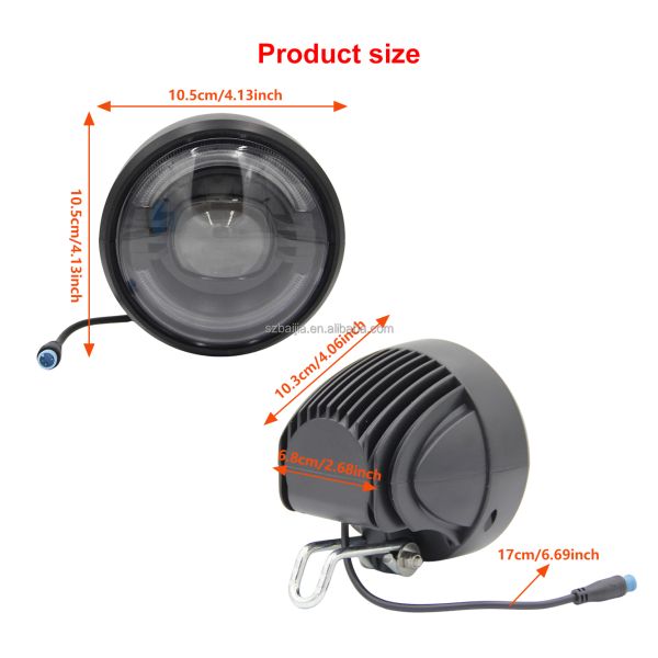 Super Bright Long Range Ebike Headlight With 4 Pin LED Front Light Electric Bicycle Parts
