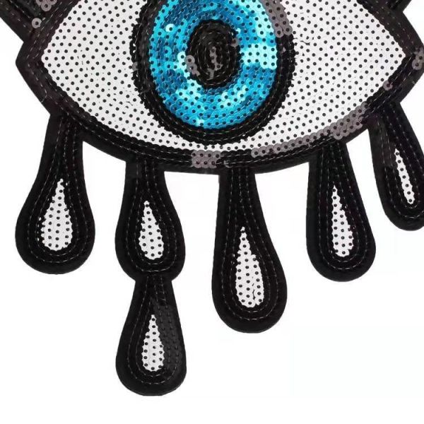 Twill Fabric Adhesive Applique Embroidery Patches for Clothing Large Size Evil Eyes