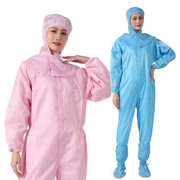 Roupas de trabalho de sala limpa antiestática azul lavável ESD roupa de salto sem capuz roupa de banho limpa sem capuz