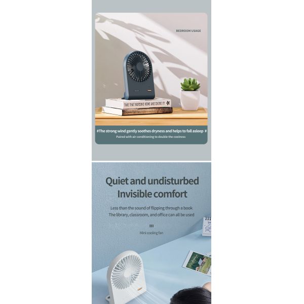Stylish Portable Foldable Small Quiet Desk Fan C Type Rechargeable Fan Custom Logo