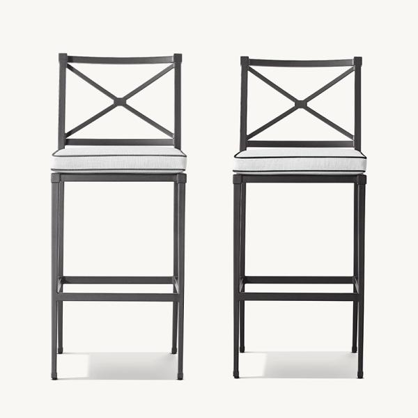 Outdoor Bar Furniture Aluminum Tall Stools Bar Chairs With Cushion for Hotel Outdoor Garden Patio