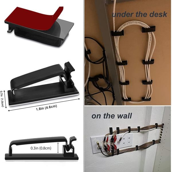 Self Adhesive Cable Management Clips For Car TV PC Laptop Ethernet Power Cord