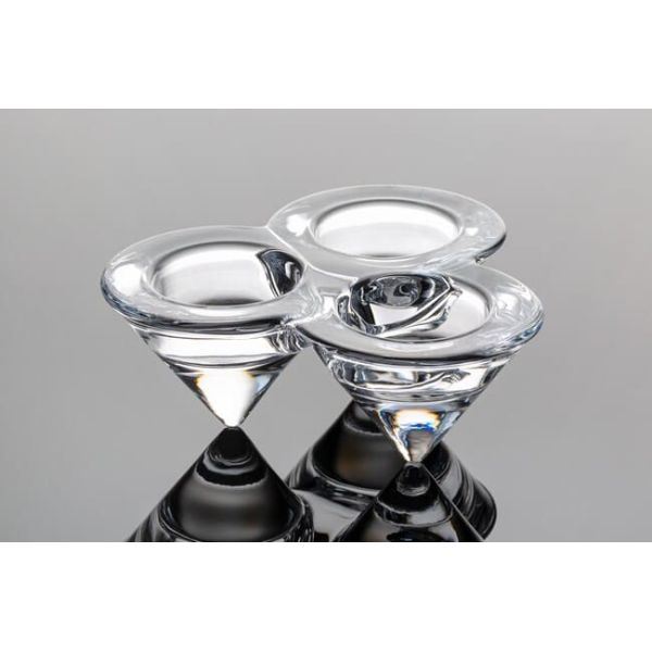 Triple Glass Tealight Candle Holders Triangular Cone Shaped Trio Candle Holder