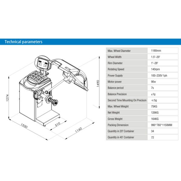 ISO 140RPM Motorcycle Tyre Balancing Machine High Accuracy