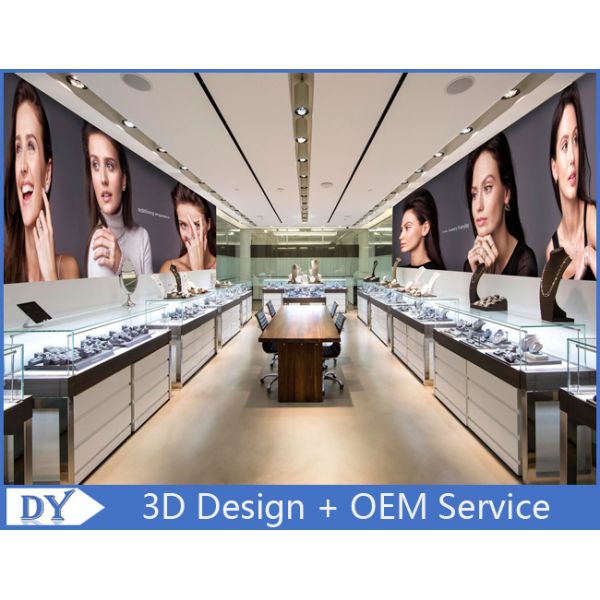 High End Stainless Steel Frame Jewelry Display Counter with Glass
