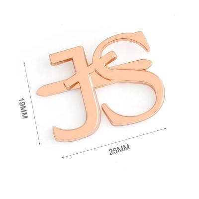 Direct Customized Metal Plate Logo Superior Rose Gold Letters Tag For Handbags