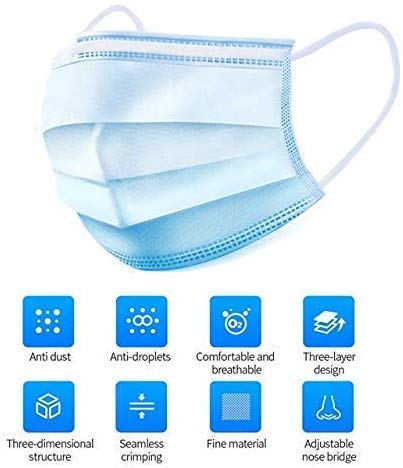 3 Layers Structure Disposable Dust Mask , Doctor Mouth Mask Elastic Facial Dust Proof