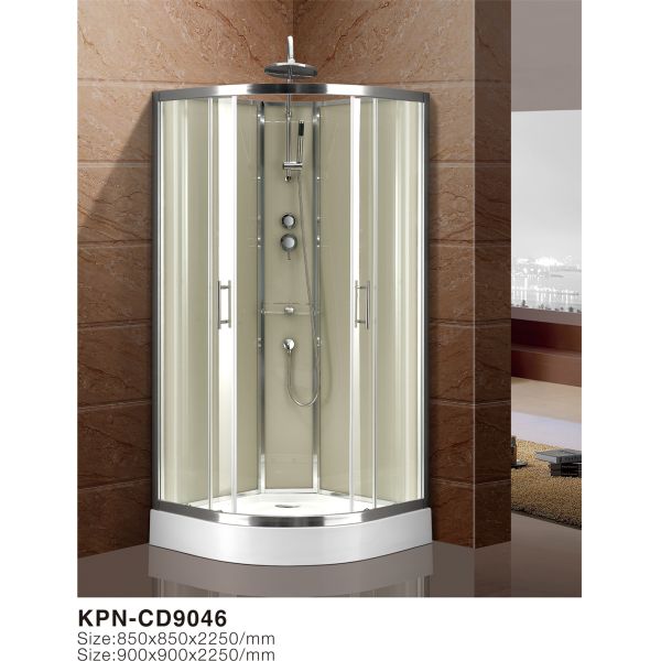 Circle Quadrant Shower Cabin with white acrylic tray  chrome aluminium