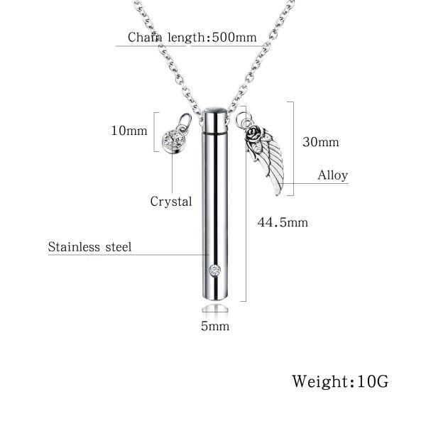 Pet Ashes Pill Keepsake Pendant Pet Grooming Tools Stainless Steel Cremation Urn Necklace  50cm