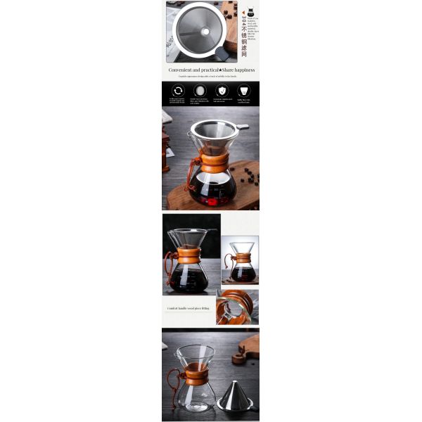 Customized Logo Double Wall Borosilicate Glass Coffee Maker for Unusual Heat Resistant