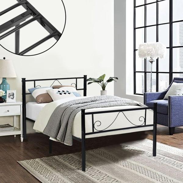OEM Black Steel Furniture Bed Multiple Sizes Rust Proof Popular Design