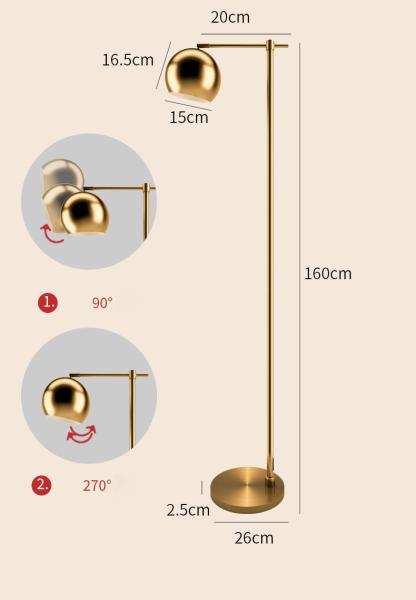 direct factory antique brass LED floor lamp eye protection work light office standing lamp hotel guest room light luxury