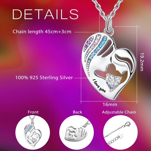 никель любов привесного ожерелья сердца 925 1.92x1.6cm стерлинговый серебряный двойной свободный