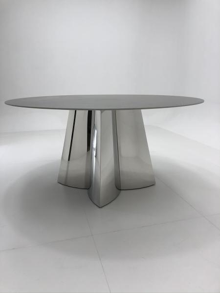 Light Luxury Natural Marble Dining Table Custom Made 6 Seater Stainless Steel Base Dining Tables for Hotel Restaurant