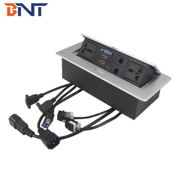 BNT 2020 new design smart office use easy assemble desk hidden power socket brush black built in office furniture