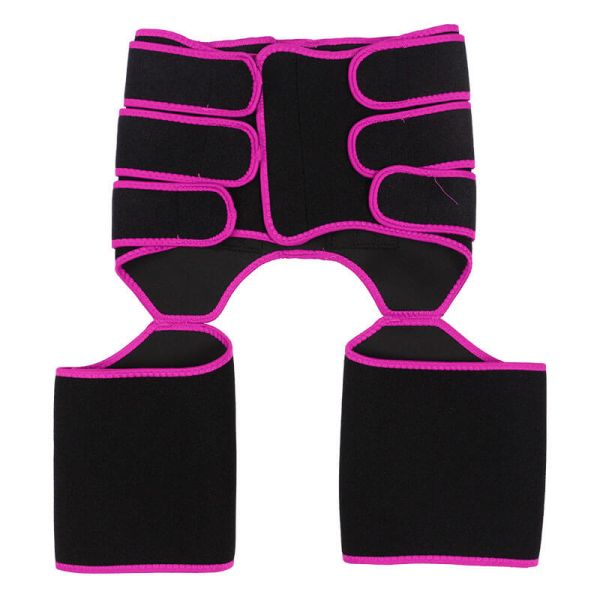 Pink 3 Straps Tummy And Thigh Trimmer Velcro Neoprene Thigh Shaper