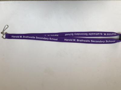 Custom Printing Polyester Silk Screen Lanyards / Id Badge Lanyard Flat Style