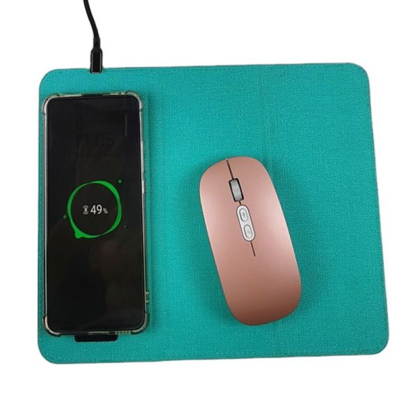 Pu Leather Mobile Phone Wireless Charging Mouse Pad Super Thin Folding