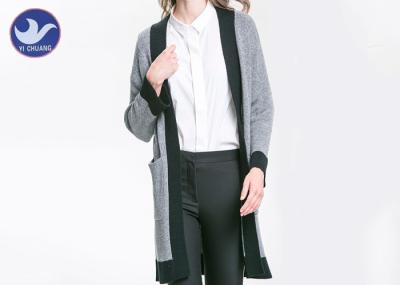 Long Open Womens Knit Cardigan Sweaters Drop Shoulder Charcoal Black Apparel