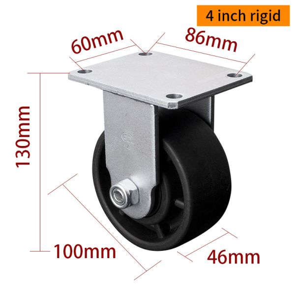 EDL 4Inch Plate Equipment  PA Casters M724P-16 By Rigid Swivel Load 800kg