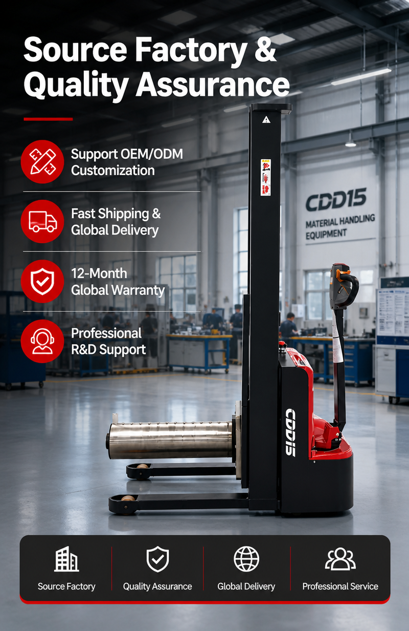 Electric Roll Material Lifting & Handling Truck for Battery Electrode Roll Transportation