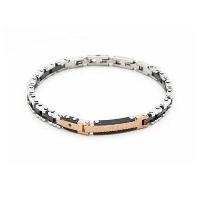 Classique Homme Large Bracelet en acier inoxydable en or rose à deux tons