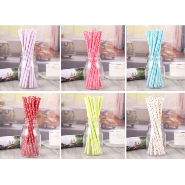 Food Grade Certified 100% Biodegradable Environmentally Friendly Disposable Kraft Paper Straws 6/8/10/12*180/190/200MM