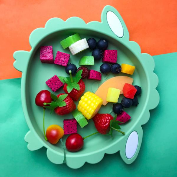Sheep Divided Safe Infant Food Plate Baby Silicone Led Weaning Feeding For Toddlers