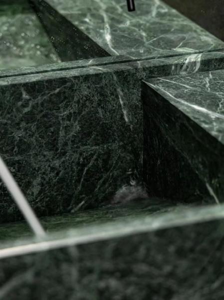 Pradas Verde Green Marble Bathroom Washbasin | Deep Jade Stone Vanity