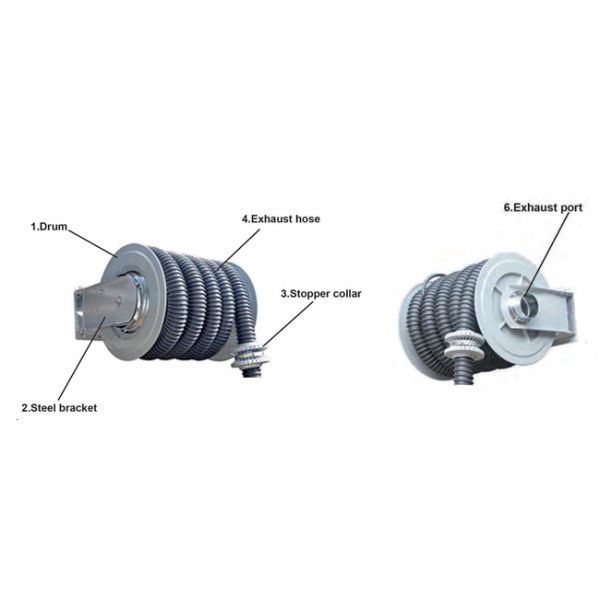 Compact Automatic Exhaust Hose Reel Steel Plastic Fume Extractor for Garages