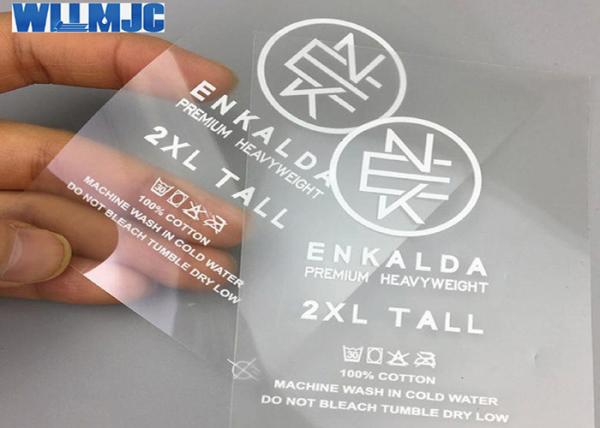 PET Film Heat Transfer Neck Labels Embossed / Weaving Technics Colorful Design