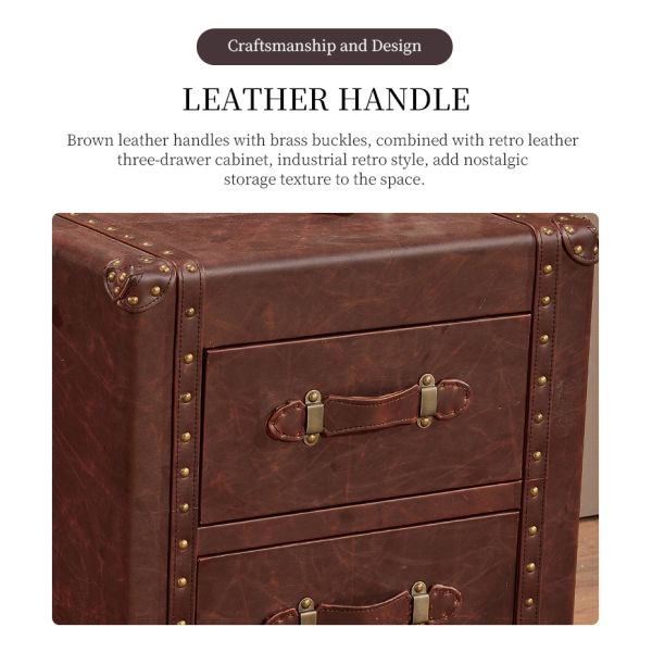 Nidea #8502 Vintage Leather Trunk Cabinet-Handmade Durable Multifunction  Lounge Pub Club Studio Furniture