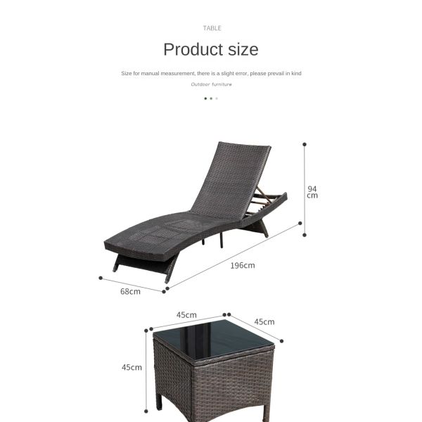 Modern Outdoor Garden Pool Lazy Patio Leisure Chair PE Rattan Twisted Vine Lounge Bed For Sleeping