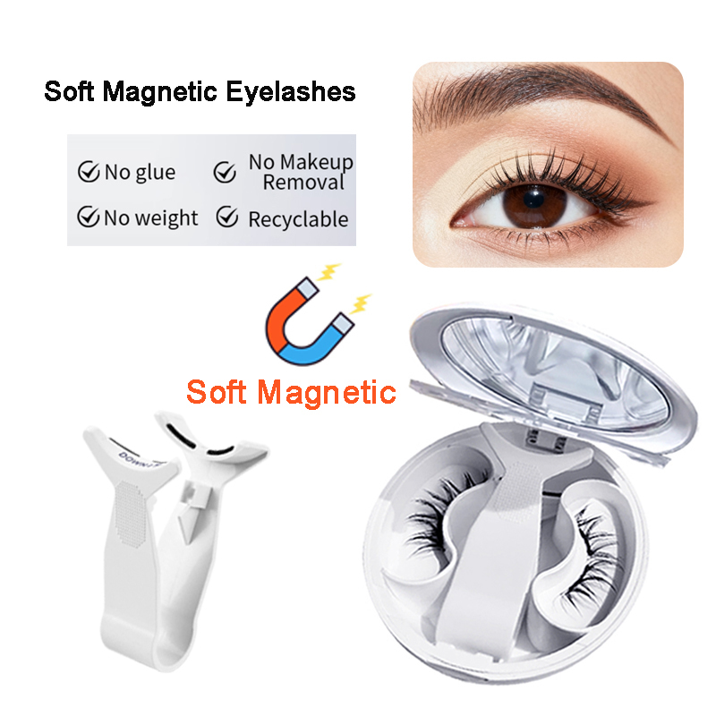 5D Fluffy Cluster Soft Magnetic False Eyelashes Set 10 Pairs For Party Wedding