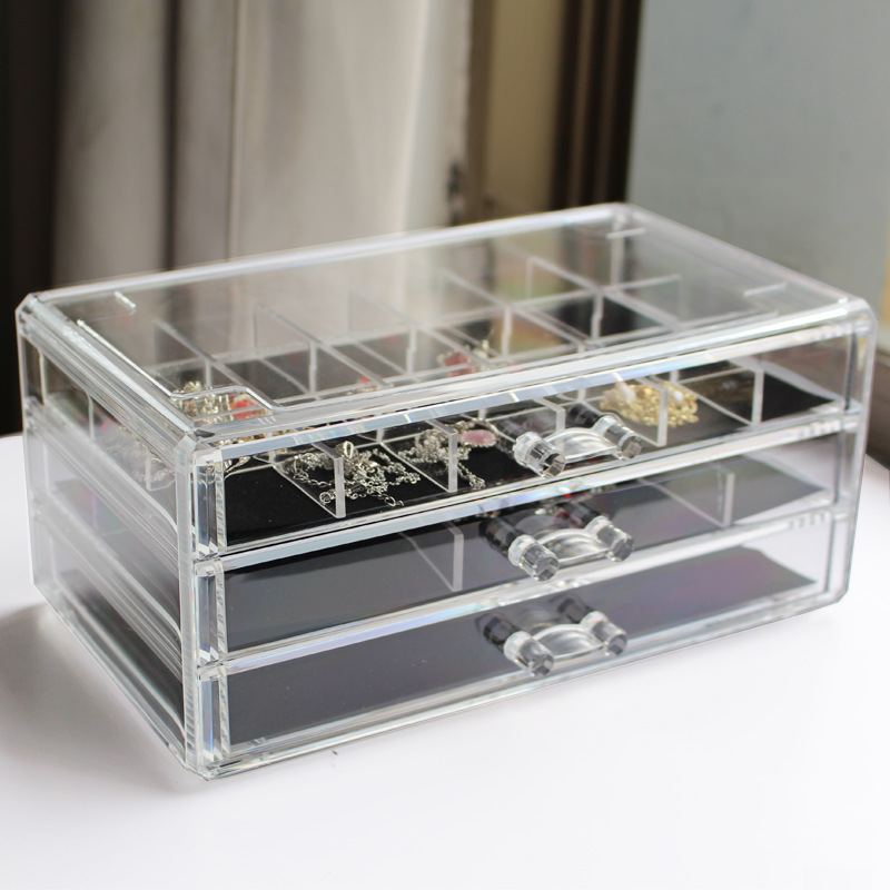 High Quality Multifunction Plastic Jewelry Storage Box Cosmetic Organizer with Drawers for Storage and Display