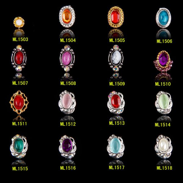 Colorful Stone Rhinestone Nail Art Tips Nail Bronze Alloy Decoration ML1503-1518