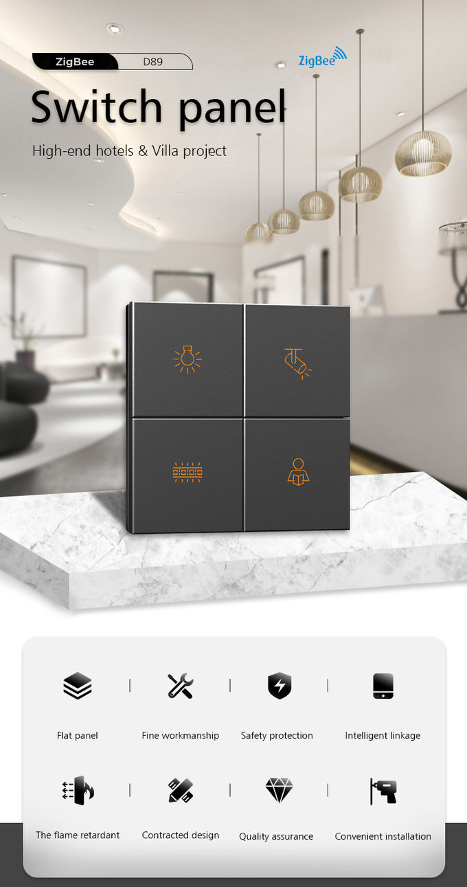 Коробка Великобритании белого/серебряного цвета кнопки металла панели стены Tuya 3,0 Zigbee квадратная