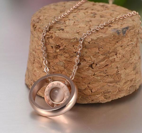 Roman numerals Pendant Necklace Stainless Steel Jewelry Necklace Rose Gold Chain and Pendant Necklace