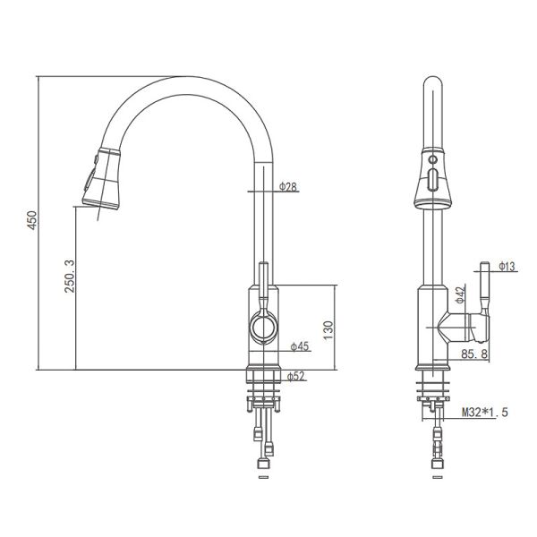 Горячая холодная вода вытягивает вне сплава Zn Faucet кухни материал тела латунного латунный