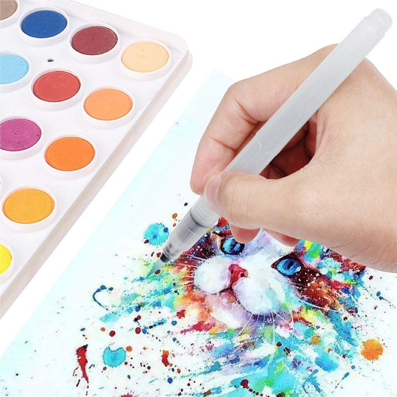 High quality 6 different tip customized 19CM nylon hair watercolor paint brush pen set