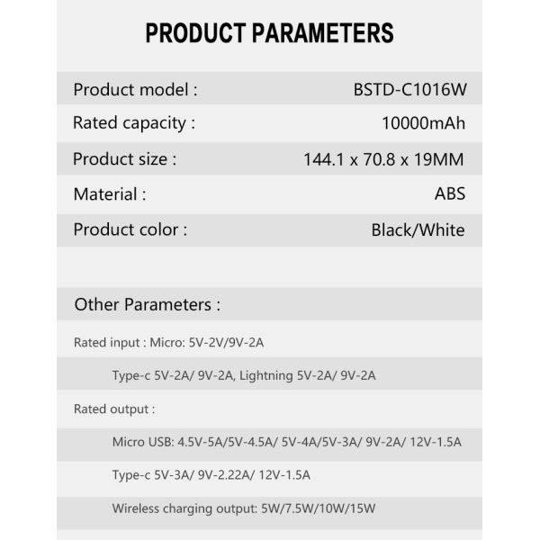 Portable Power Bank 10000mAh High Capacity 18W Wireless Magnetic Power BanksPocket Size
