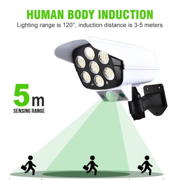 LED Solar Light Motion Sensor Security Dummy Camera Wireless Outdoor Flood Light IP65 Waterproof Lamp 3 Mode For Home Garden